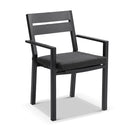 Tuscany Round 1.5m Outdoor Aluminium and Teak Dining Table with 6 Santorini Dining Chairs