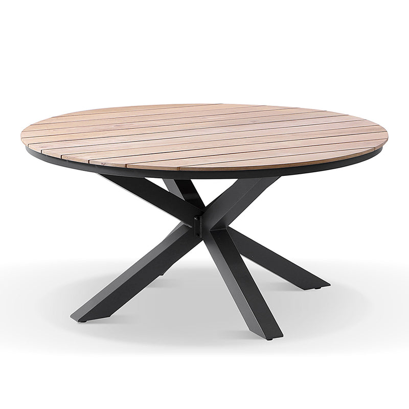 Tuscany Round 1.5m Outdoor Aluminium and Teak Top Dining Table