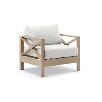 Kansas Package B - Outdoor Aluminium Corner Lounge Set with Coffee Table & Arm Chair in Light Oak Timber Look