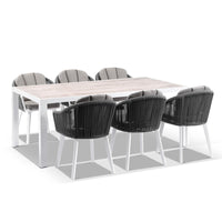 Alpine Outdoor 6 Seater Rope and Aluminium Dining Table and Chairs Setting