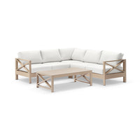 Kansas Package A - Outdoor Aluminium Corner Lounge Set with Coffee Table in Light Oak Timber Look
