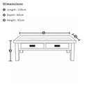 Ashton Rectangle Indoor  Timber Coffee Table in Brushed White with Grey Wooden Top