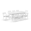 Austin Outdoor 2.2m - 3m Extension Aluminium Table with 10 Santorini Dining Chairs