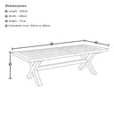 Austin Outdoor 3m-3.8m Extension Dining Table with Light Oak Aluminium Top