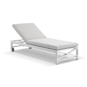 Kansas Outdoor Aluminium Sun Lounge Set on Wheels in Sunbrella with Hugo Side Table