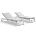 Kansas Outdoor Aluminium Sun Lounge Set on Wheels in Sunbrella with Hugo Side Table