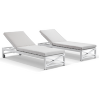 Kansas Outdoor Aluminium Sun Lounge Set on Wheels with Sunbrella Cushions