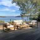 Santorini 2+1+1 Outdoor Aluminium Lounge set with Coffee Table in Teak Timber Look Finish