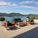 Santorini 2+1+1 Outdoor Aluminium Lounge set with Coffee Table in Teak Timber Look Finish