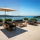 Santorini 3+2+1+1 Outdoor Aluminium Lounge Set with Coffee Table in Teak Timber Look Finish