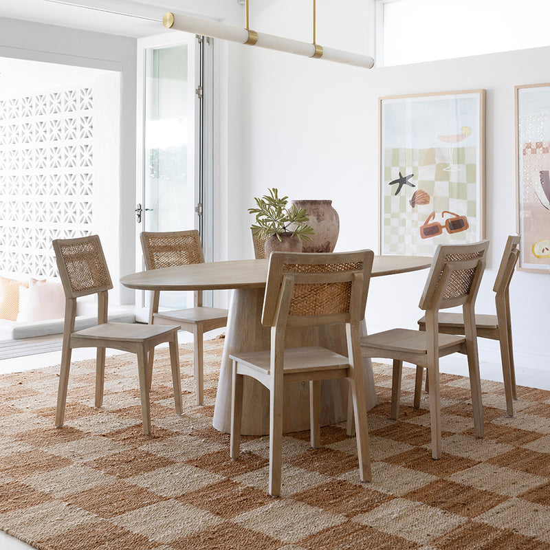 Ballina 2.2m Oval dining set with 6 x Belmont Dining Chairs
