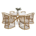 Bangalow Outdoor 1.4m Round Dining Table with 6 Chairs Setting