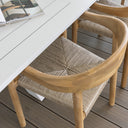 Tahitian 2.1m Aluminium Dining Table with 6 x Kotara Timber and Rattan Chairs