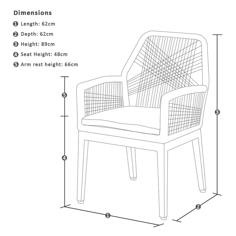 Hugo Outdoor Aluminium and Rope Dining Chair