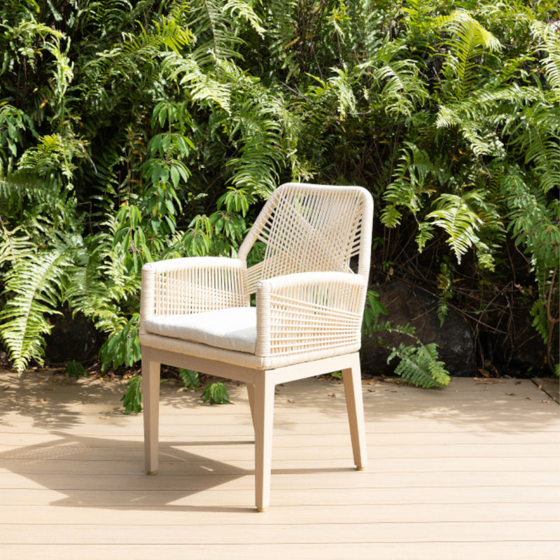 Houston Outdoor 1.8m Round Dining Table with 8 Hugo Chairs in Light Oak Timber Look Aluminium