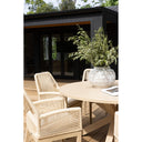 Houston Outdoor 1.5m Round Dining Table with 6 Hugo Chairs in Light Oak Timber Look Aluminium