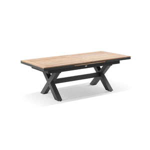 Austin Outdoor 2.2m - 3m  Extension Teak Timber and Aluminium Dining Table