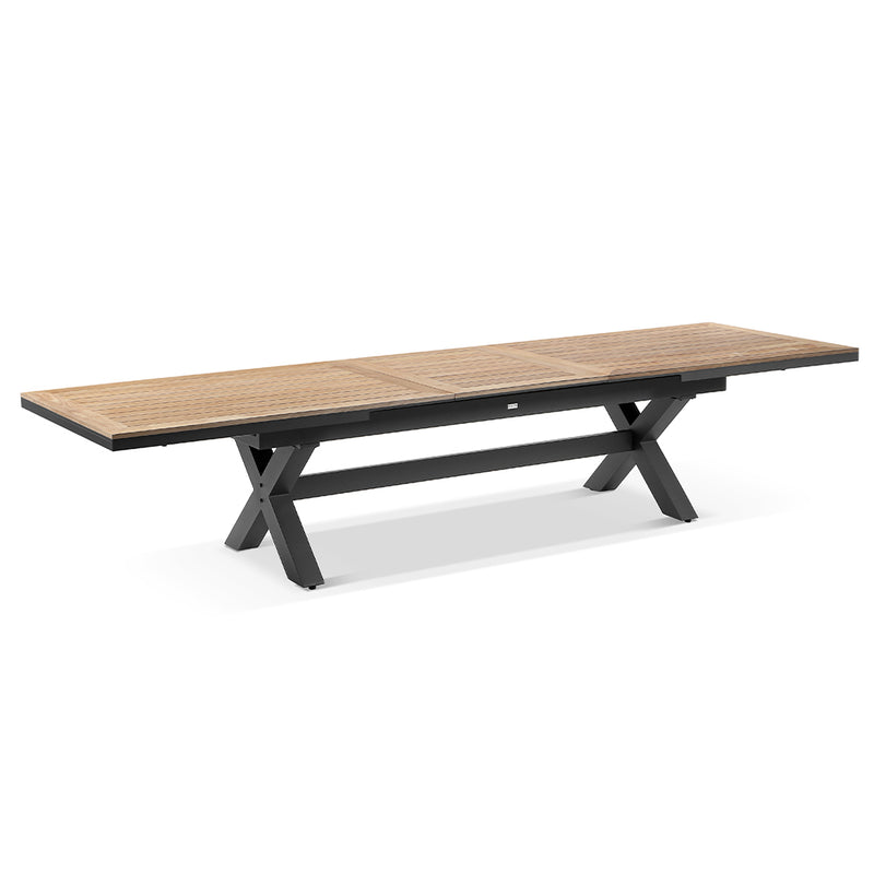 Austin Outdoor 3m-3.8m Extension Teak Timber and Aluminium Dining Table