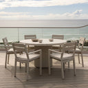 Curl Curl Outdoor 1.5m Round Ceramic and Aluminium Dining Table with 6 x Santorini Chairs