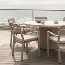 Curl Curl Outdoor 1.5m Round Ceramic and Aluminium Dining Table with 6 x Santorini Chairs