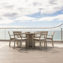 Curl Curl Outdoor 1.5m Round Ceramic and Aluminium Dining Table with 6 x Santorini Chairs