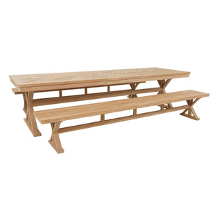 Darlington Outdoor 3m Teak Timber Dining Set with Benches