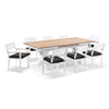 Austin Outdoor 2.2m - 3m Extension Teak Timber and Aluminium Table with 10 Capri Dining Chairs