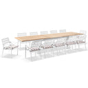 Austin Outdoor 3m - 3.8m Extension Teak and Aluminium Table with 12 Kansas Dining Chairs in Sunbrella