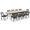 Austin Outdoor 2.2m - 3m Extension Teak Timber and Aluminium Table with 10 Capri Dining Chairs