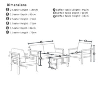 Elanora 2+1+1 Outdoor Lounge Setting with Coffee Table
