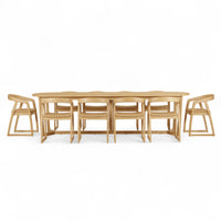 Kingscliff 10 Seater Rectangle Indoor Timber Dining Table and Chairs Setting