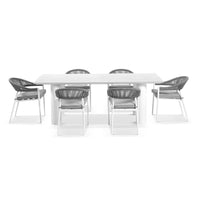 Florida 2.2m Outdoor Aluminium Dining Table with 6 x Finley Rope Chairs