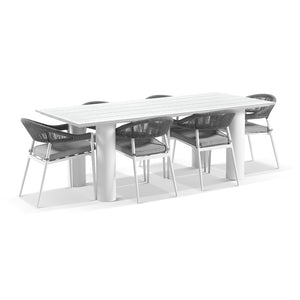 Florida 2.2m Outdoor Aluminium Dining Table with 6 x Finley Rope Chairs