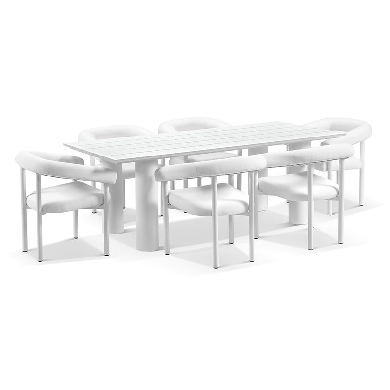 Florida 2.2m Outdoor Aluminium Dining Table with 6x Chairs