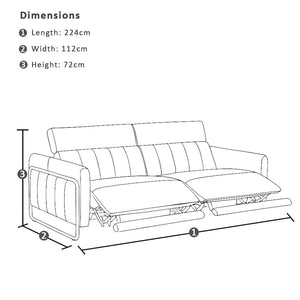 Fremantle Indoor 3 seater Leather Recliner Sofa Lounge