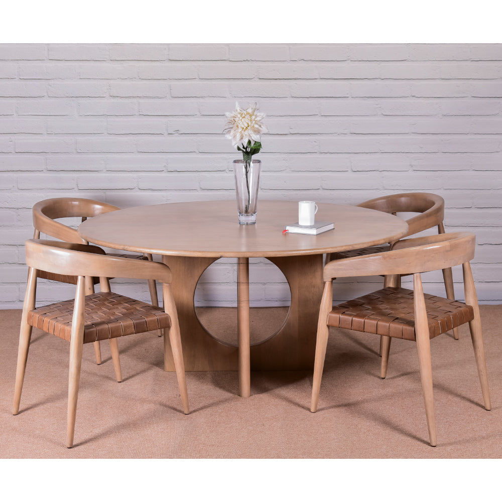 Glenorie Indoor 4 Seater Round Timber Dining Table and Chairs Setting