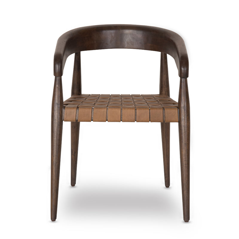 Glenorie Indoor Timber Dining Chair with Leather Woven Seat