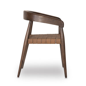 Glenorie Indoor Timber Dining Chair with Leather Woven Seat