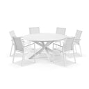 Houston Outdoor 1.5m Round Aluminium Table with 6 Patonga Dining Chairs
