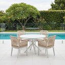 Houston Outdoor 1.2m Round Aluminium Dining Setting with 4 Hugo Chairs