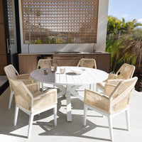 Houston Outdoor 1.5m Round Aluminium Dining Setting with 6 Hugo Chairs