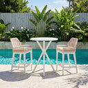 Houston Outdoor 90cm Round Aluminium Bar Table with 2 Hugo Bar Stools
