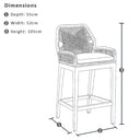 Hugo Outdoor Ceramic 2m Rectangle Aluminium Bar Table with 8 x Hugo Rope Bar Stools