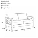 Kansas 2 Seater Outdoor Light Oak Timber Look Aluminium Lounge
