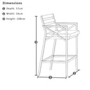 Santorini Outdoor 2m Rectangle Aluminium Table with 6 x Kansas Bar stools