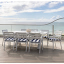 Kansas Outdoor Ceramic 2m Aluminium Dining Table with 8 Chairs Setting