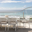 Kansas Outdoor Ceramic 3m Aluminium Dining Table with 10 Chairs Setting in Sunbrella