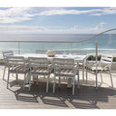 Kansas Outdoor Ceramic 2m Aluminium Dining Table with 8 Chairs Setting in Sunbrella
