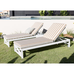 Kansas Outdoor Aluminium Sun Lounge Set on Wheels with Sunbrella Cushions