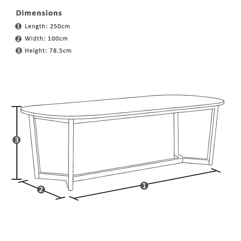 Kingscliff 2.5m Rectangle Indoor Timber Dining Table